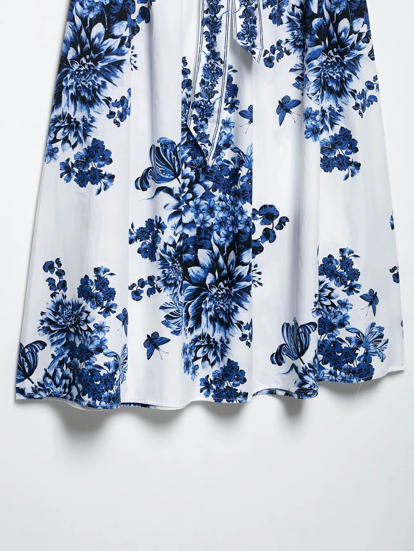 Elegant Women Fashion Floral Print Bow Tied Sashes Skirt Faldas Mujer Female Summer Casual Slim Zipper Midi Skirts QUN9118