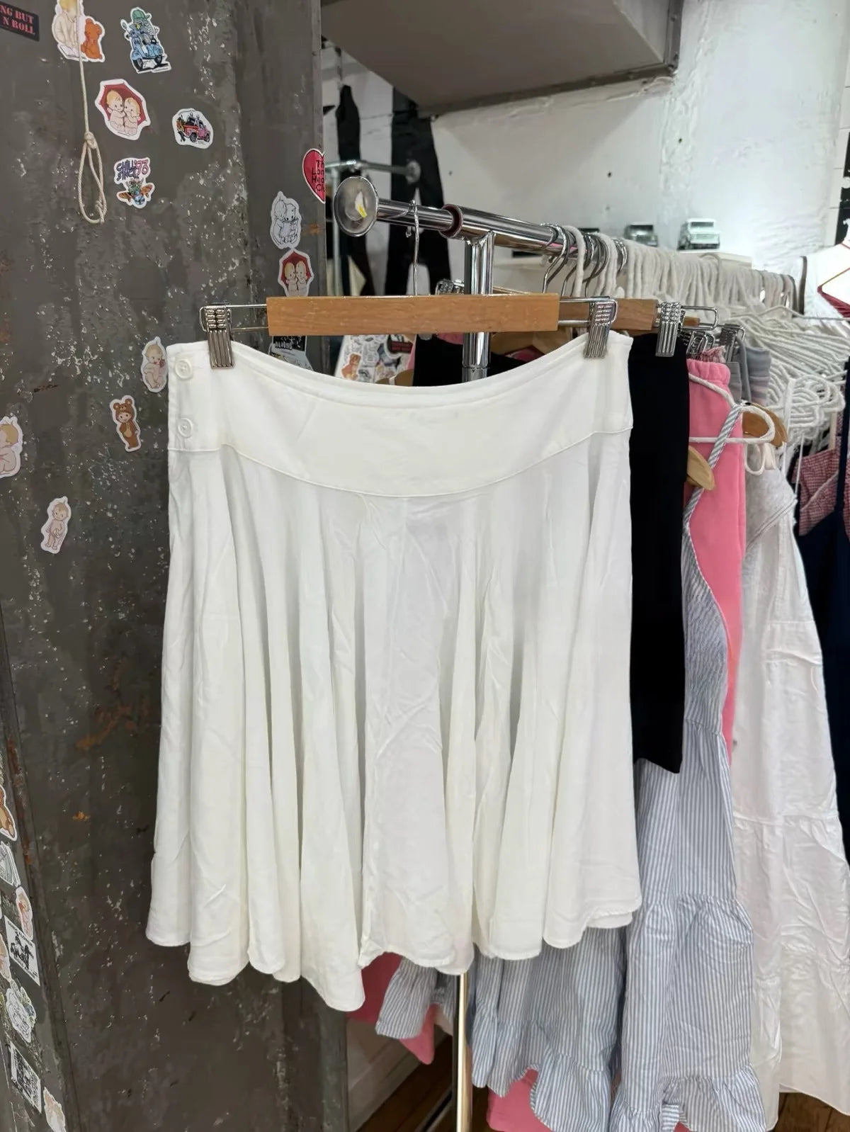 White Button-down Pleated Midi Skirt Women Streetwear Simple Loose Cotton Full A-line Skirts Sweet Preppy Style Cute Faldas Y2K