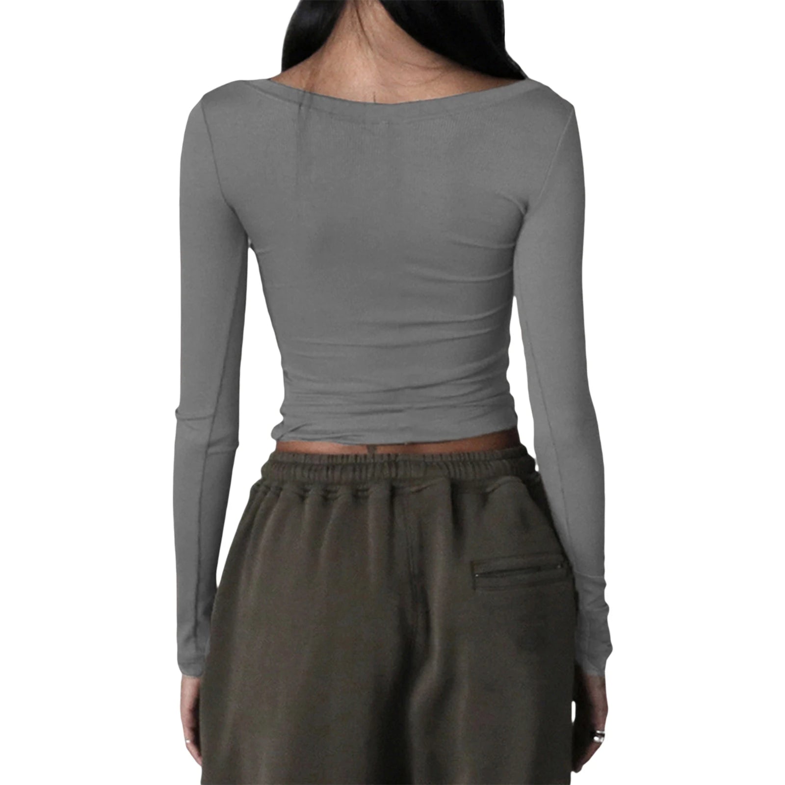 New Fashion Women Knitted Henley Shirt Casual Solid Color Retro 1/2 Button Long Sleeve Crop Tops Streetwear Clubwear