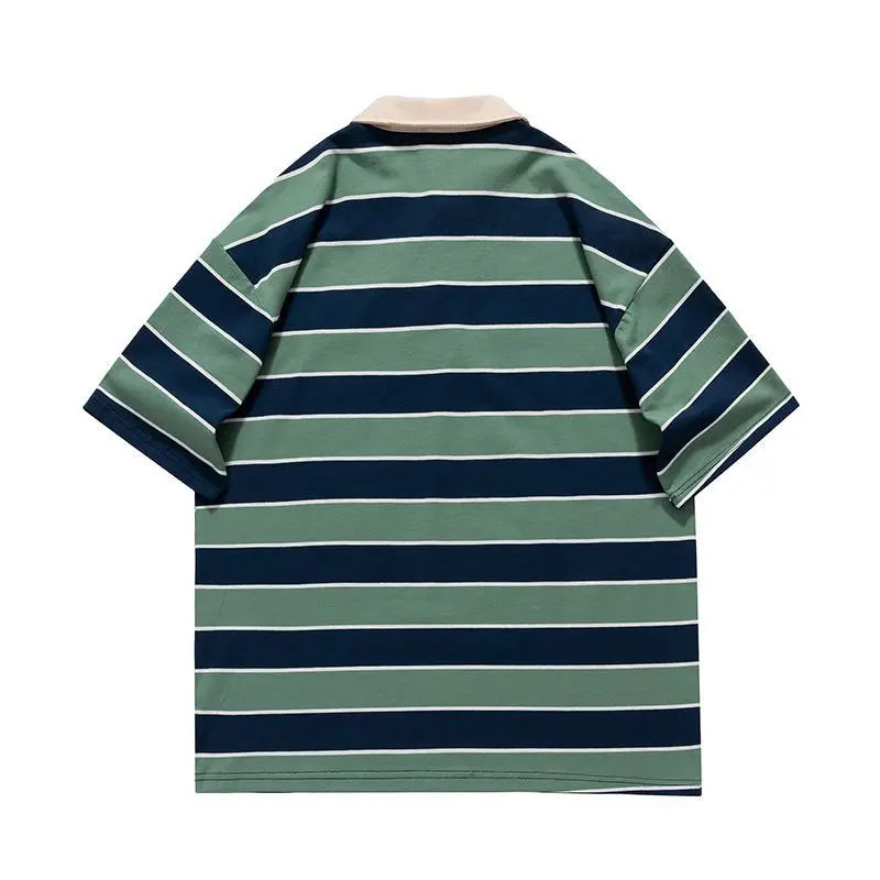 2025 Japan Retro Striped Long-sleeved Shirt Top Men Women Loose Trend Couple BF Lapel Sweatshirt Preppy Hip Hop Cool Shirts