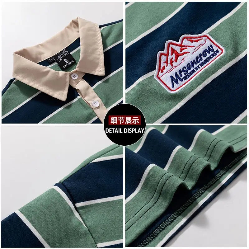 2025 Japan Retro Striped Long-sleeved Shirt Top Men Women Loose Trend Couple BF Lapel Sweatshirt Preppy Hip Hop Cool Shirts