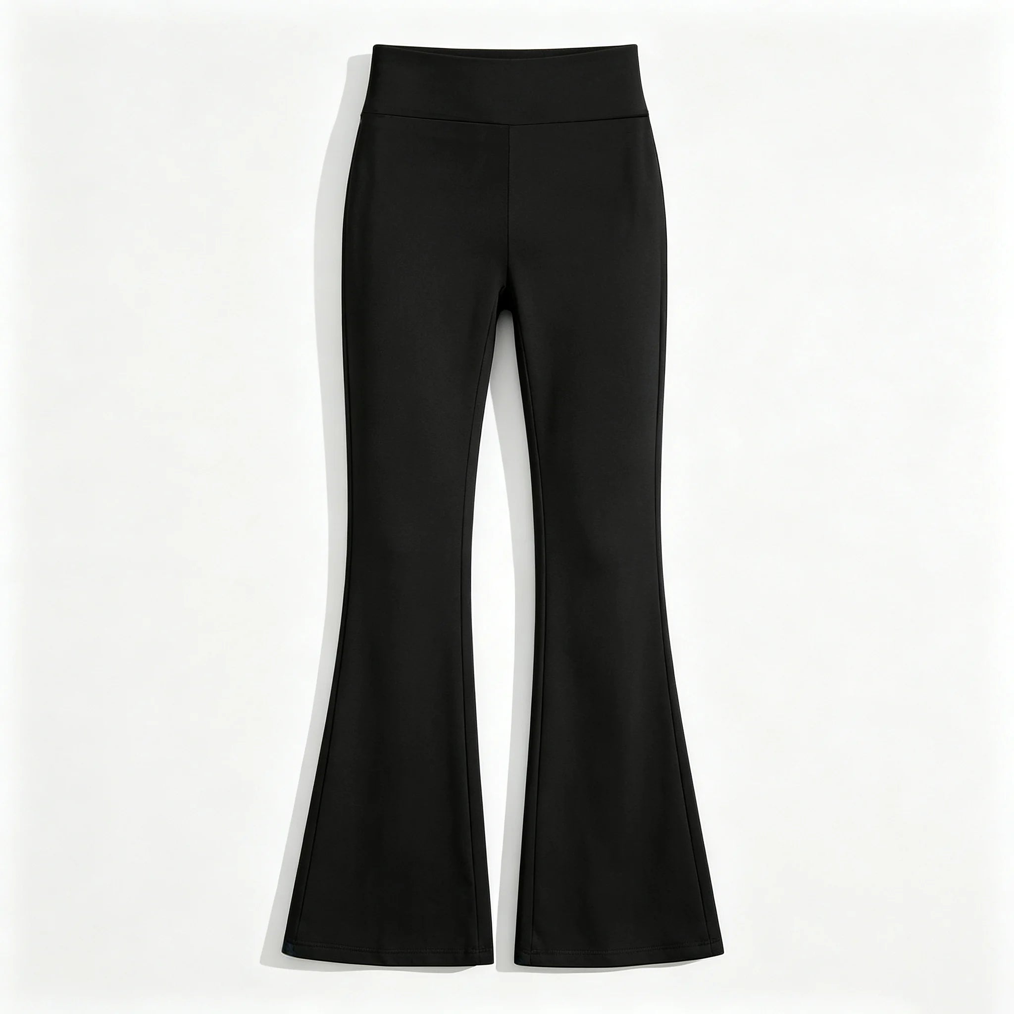 Women's High Waist Black Flare Pants, High‑Stretch Tummy‑Control Wide Waistband Flared Trousers, Slim Figure‑Flattering Height‑E